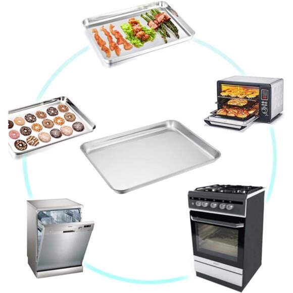 TeamFar Baking Sheet with Rack Set, Stainless Steel Cookie Sheet Baking Pans - Picture 5 of 7